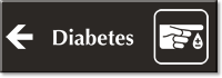 Diabetes Engraved Sign with Left Arrow Symbol