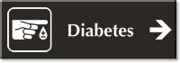 Diabetes Engraved Sign with Right Arrow Symbol