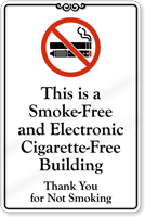 Smoke Free Electronic Cigarette Free Building Wall Sign
