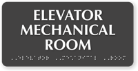 Elevator Mechanical Room TactileTouch Braille Sign