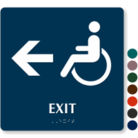 Exit Braille Sign with Left Arrow And Accessible Symbol