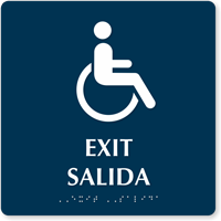 Exit, Salida Tactile Touch Braille Bilingual Sign