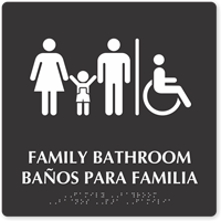 Family Tactile Touch Braille Bilingual Door Sign