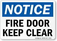 Fire Door Keep Clear Sign