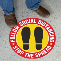 Follow Social Distancing Stop The Spread SlipSafe Floor Sign