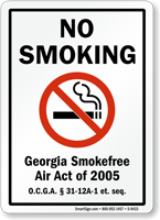 No Smoking Georgia Smokefree Air Act Sign