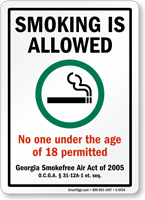 Smoking Allowed Under 18 Not Permitted Sign