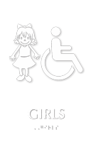 Girls And ISA Symbol Restroom Braille Sign