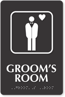 Grooms Room Symbol ADA TactileTouch™ Sign with Braille