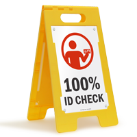 100% Id Check (W/Graphic) Fold Ups® Floor Sign