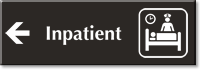 Inpatient Engraved Sign, Patient, Nurse, Left Arrow Symbol