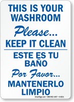 Bilingual Please Keep Washroom Clean Sign