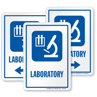 Laboratory Sign with Medical Research Microscope Room Symbol
