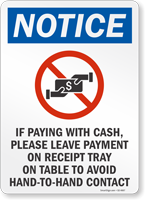 Leave Payment To Avoid Hand-To-Hand Contact Sign