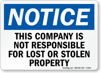 Lost Or Stolen Property Sign