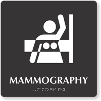Mammography Braille Hospital Sign with Breast Imaging Symbol