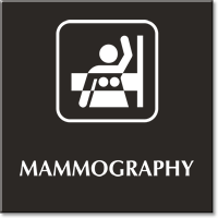 Mammography Engraved Hospital Sign with Breast Imaging Symbol