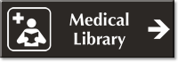 Medical Library Engraved Sign with Right Arrow Symbol