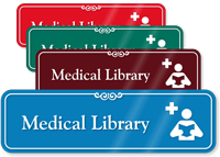 Medical Library Hospital Showcase Sign