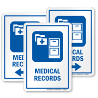 Medical Records Hospital Sign with File Cabinet Symbol