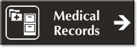Medical Records Engraved Sign with Right Arrow Symbol