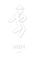 Men Braille Restroom Sign with Dancing Man Graphic
