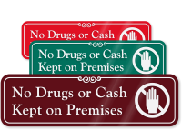No Drugs Or Cash with Graphic ShowCase™ Sign