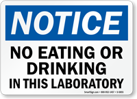 No Eating Drinking In Laboratory Notice Sign