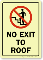 No Exit To Roof (with Graphic) Sign