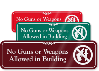 No Guns Or Weapons Allowed In Building Sign