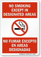 No Smoking Except No Fumar Excepto Sign