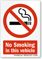 No Smoking in this Vehicle Graphic Sign