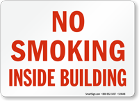 No Smoking Inside Building (red text)