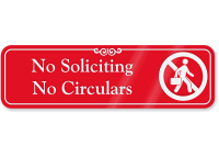 No Soliciting No Circulars Engraved Sign