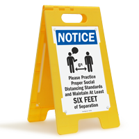 NOTICE: Please Practice Social Distancing Standards FloorBoss XL™ Floor Sign
