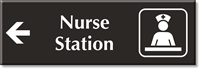 Nurse Station Engraved Sign with Left Arrow Symbol