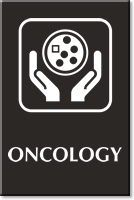 Oncology Engraved Hospital Sign with Cancer Cell Symbol
