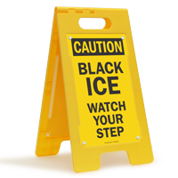 OSHA Caution Black Ice Standing Floor Sign