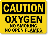 Caution Oxygen No Smoking Flames Sign