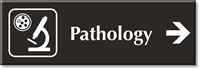 Pathology Engraved Sign with Diagnostic Centre Right Symbol