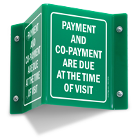 Payment Co-Payment Due At Time Of Visit Sign