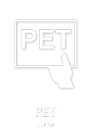 PET Braille Sign with Positron Emission Tomography Symbol