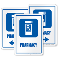 Pharmacy Hospital Medical Shop Sign with Rx symbol