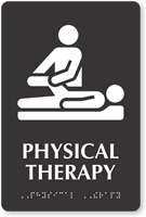 Physical Therapy Braille Sign with Physiotherapist Symbol