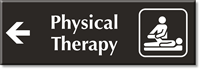 Physical Therapy Engraved Wayfinding Sign, Left Arrow Symbol