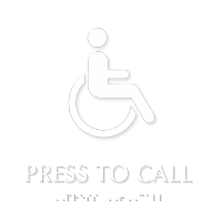 Press To Call Handicapped Symbol Sign with Braille