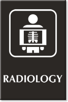 Radiology Engraved Hospital Sign with X-Ray Image Symbol