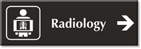 Radiology Engraved Sign with Right Arrow Symbol