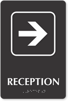 Reception Right Arrow TactileTouch™ Sign with Braille