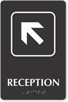 Reception Top Left Arrow TactileTouch™ Sign with Braille